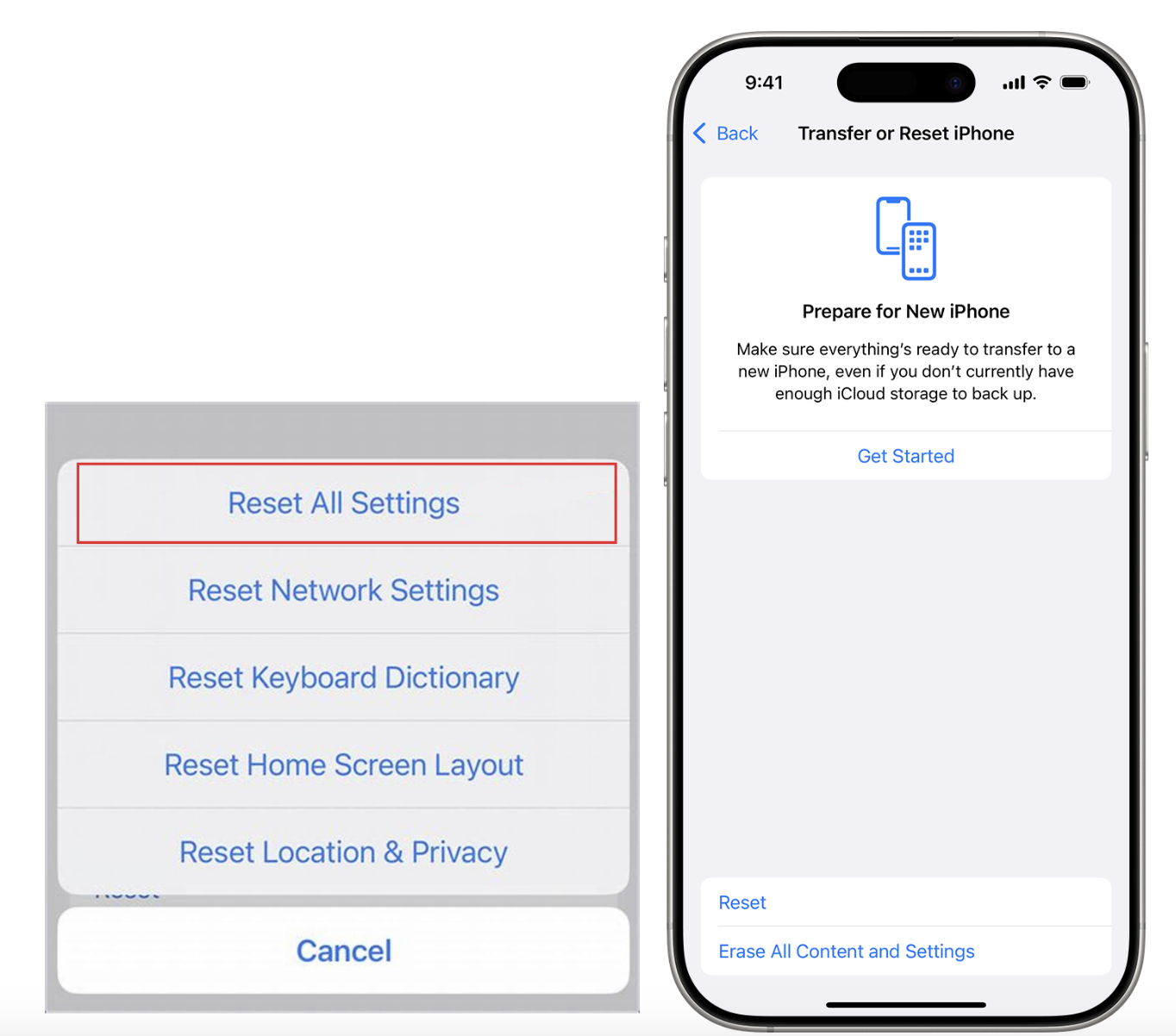 On your iPhone, click Reset All Settings